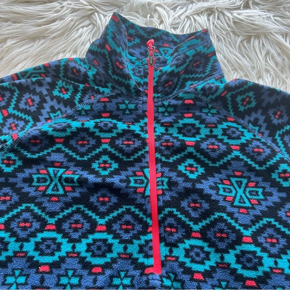 Marmot Fleece Jacket Rocklin Half Zip Blue Geometric Hiking Gorp Women’s M - Picture 2 of 9